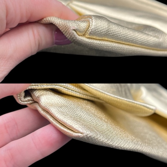 Kate Spade On Purpose Metallic Gold Statement Bow Canvas Clutch Bag - Picture 5 of 6